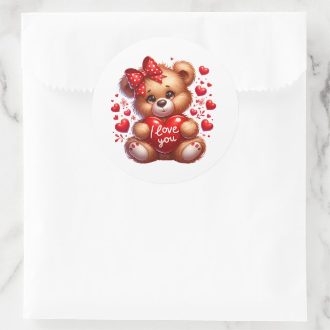 Pegatina Redonda Valentine Teddy Stickers (Bolso)
