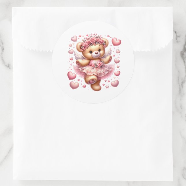 Pegatina Redonda Valentine Teddy Stickers (Bolso)