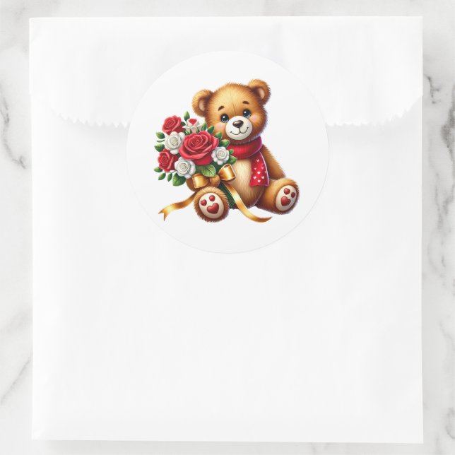 Pegatina Redonda Valentine Teddy Stickers (Bolso)