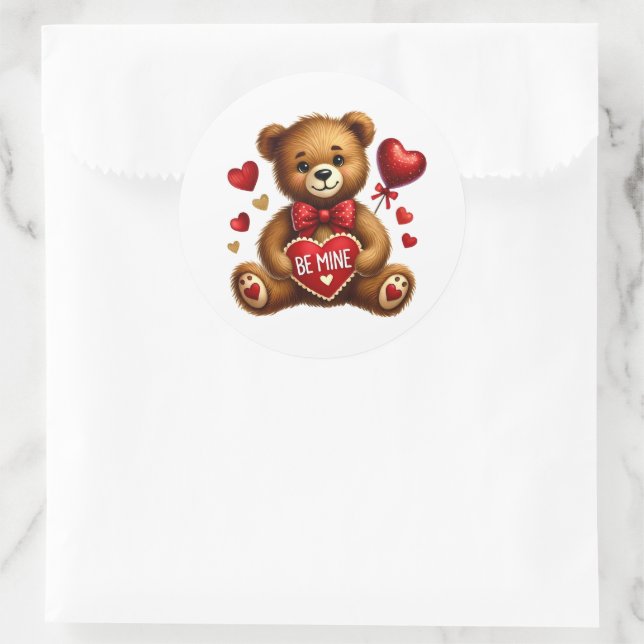 Pegatina Redonda Valentine Teddy Stickers (Bolso)