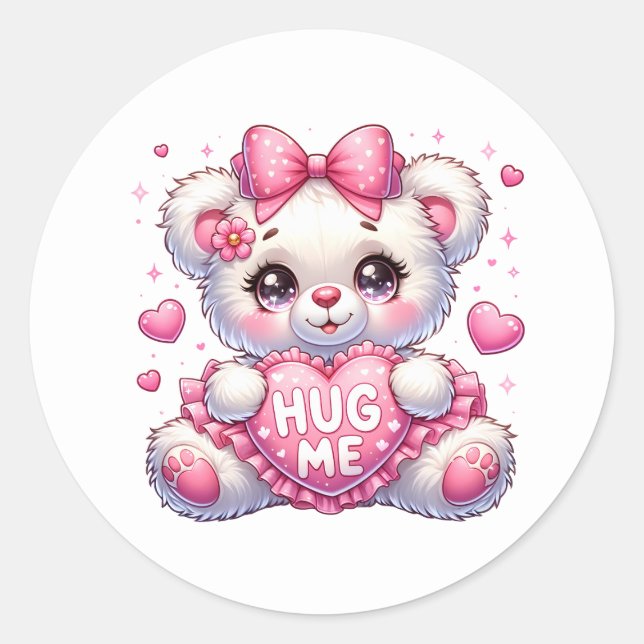 Pegatina Redonda Valentine Teddy Stickers (Anverso)