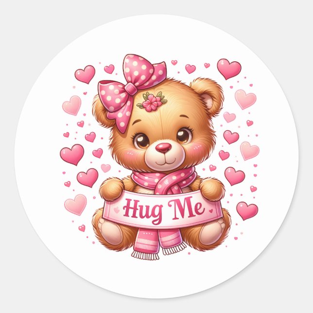 Pegatina Redonda Valentine Teddy Stickers (Anverso)