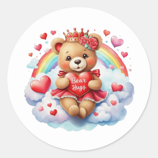 Pegatina Redonda Valentine Teddy Stickers (Anverso)