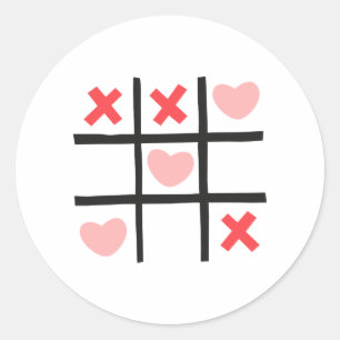 Pegatina Redonda Valentine Tic Tac Toe