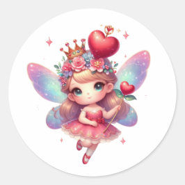 Pegatina Redonda Valentines Adorable Fairy