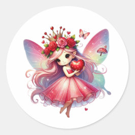 Pegatina Redonda Valentines Adorable Fairy
