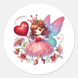 Pegatina Redonda Valentines Adorable Fairy
