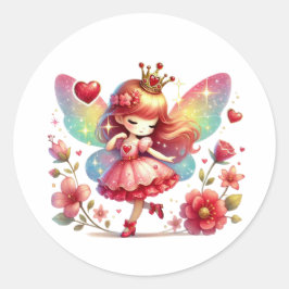 Pegatina Redonda Valentines Adorable Fairy