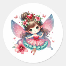 Pegatina Redonda Valentines Adorable Fairy