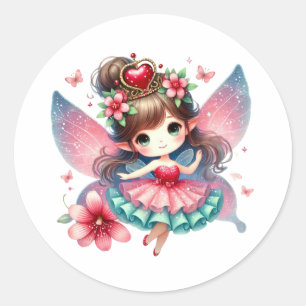 Pegatina Redonda Valentines Adorable Fairy