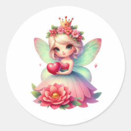 Pegatina Redonda Valentines Adorable Fairy