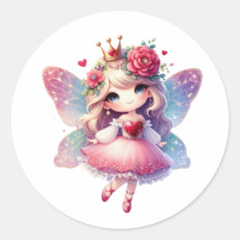 Pegatina Redonda Valentines Adorable Fairy