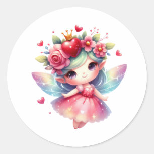 Pegatina Redonda Valentines Adorable Fairy