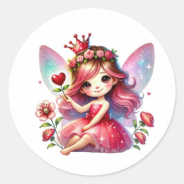 Pegatina Redonda Valentines Adorable Fairy