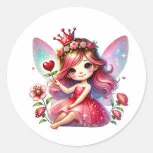 Pegatina Redonda Valentines Adorable Fairy