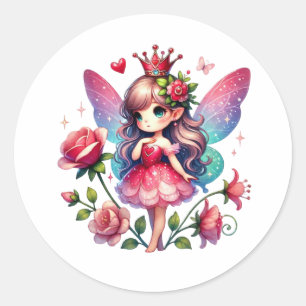 Pegatina Redonda Valentines Adorable Fairy
