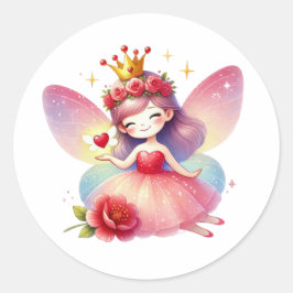 Pegatina Redonda Valentines Adorable Fairy