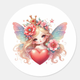 Pegatina Redonda Valentines Adorable Fairy