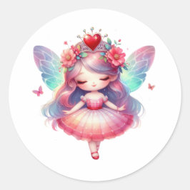 Pegatina Redonda Valentines Adorable Fairy