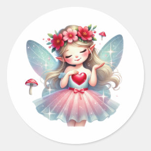 Pegatina Redonda Valentines Adorable Fairy