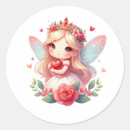 Pegatina Redonda Valentines Adorable Fairy