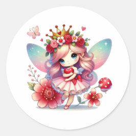 Pegatina Redonda Valentines Adorable Fairy