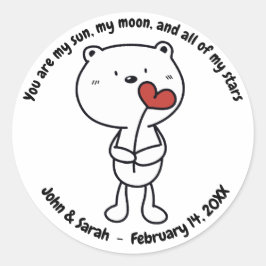 Pegatina Redonda Valentine's Day Bear Heart