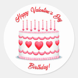 Pegatina Redonda Valentine's Day Birthday Cake Design