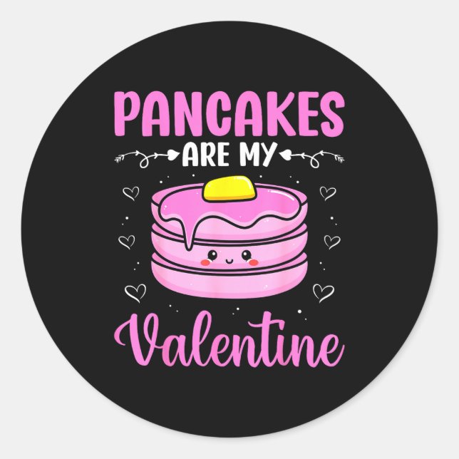 Pegatina Redonda Valentine's Day Couple - Pancakes Are My Valentine (Anverso)