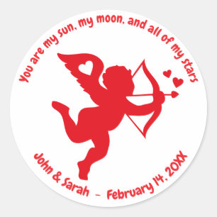 Pegatina Redonda Valentine's Day Cupid Heart
