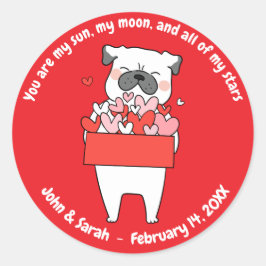 Pegatina Redonda Valentine's Day Dog Heart
