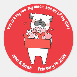 Pegatina Redonda Valentine's Day Dog Heart