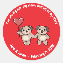 Pegatina Redonda Valentine's Day Dog Heart