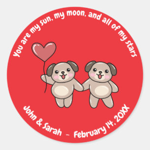 Pegatina Redonda Valentine's Day Dog Heart