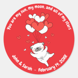 Pegatina Redonda Valentine's Day Dog Heart