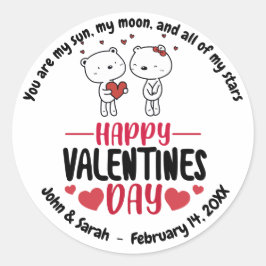 Pegatina Redonda Valentine's Day Dog Love Heart