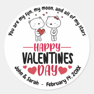 Pegatina Redonda Valentine's Day Dog Love Heart