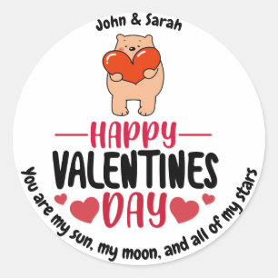 Pegatina Redonda Valentine's Day Dog Love Heart