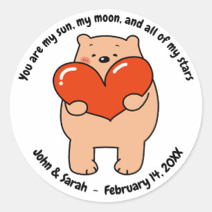 Pegatina Redonda Valentine's Day Dog Love Heart