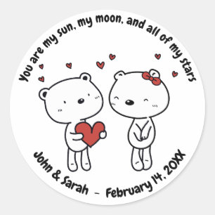 Pegatina Redonda Valentine's Day Dog Love Heart