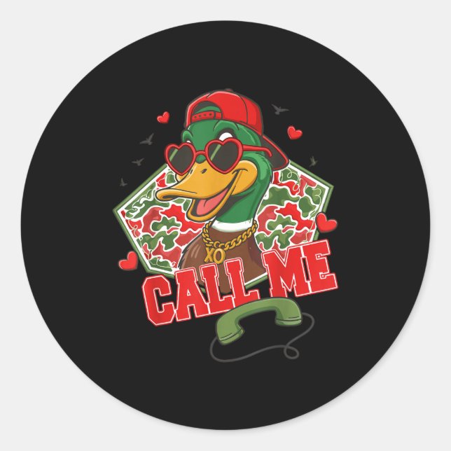 Pegatina Redonda Valentine's Day Duck Hunting Camo Call Me Toddler  (Anverso)