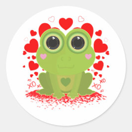 Pegatina Redonda Valentine's Day Frog  