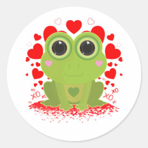 Pegatina Redonda Valentine's Day Frog  
