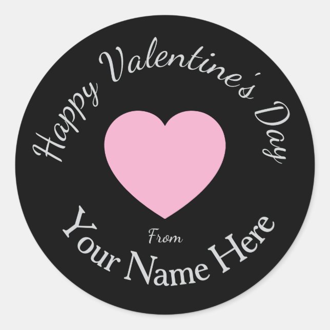 Pegatina Redonda Valentines Day From Your Name Here Custom Graphics (Anverso)