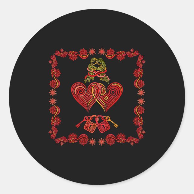 Pegatina Redonda Valentines Day Matching Couple Heart Pajamas Men W (Anverso)