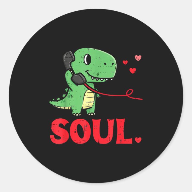 Pegatina Redonda Valentines Day Matching Soulmates Soul Dino Trex C (Anverso)