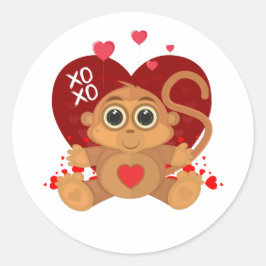 Pegatina Redonda Valentine's Day Monkey 