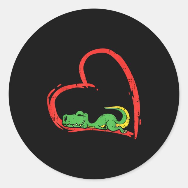 Pegatina Redonda Valentines Day Shirt Funny Heart Trex Sleeng Dinos (Anverso)