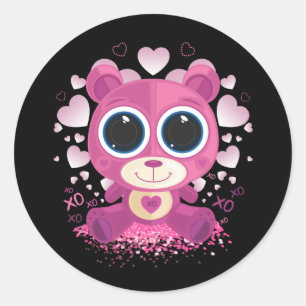 Pegatina Redonda Valentine's Day Teddy Bear 