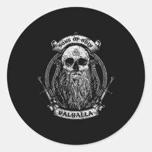 Pegatina Redonda Valhalla Odin Viking Motif